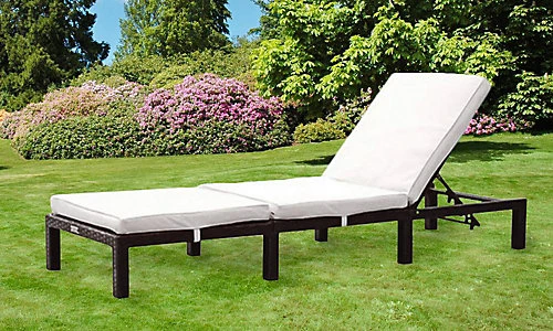 Comfy Living Rattan Sun Lounger In Black 1 Comfy Living Rattan Sun Lounger In Black