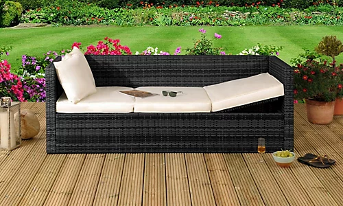 Comfy Living Rattan Sun Lounger In Black 2 Comfy Living Rattan Sun Lounger In Black - Image 2