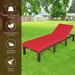 Costway 6 Positions Adjustable Rattan Sun Lounger With Cushion -Outlet Green Shrub Hub Store costway 6 positions adjustable rattan sun lounger with cushion6085649034184 03c MP