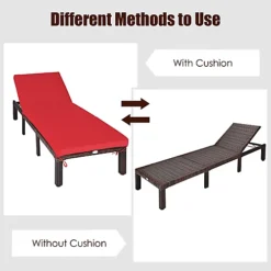 Costway 6 Positions Adjustable Rattan Sun Lounger With Cushion -Outlet Green Shrub Hub Store costway 6 positions adjustable rattan sun lounger with cushion6085649034184 04c MP