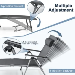 Costway Folding Aluminum Lounge Chair Patio Chaise Lounger W/ Adjustable Back & Pillow -Outlet Green Shrub Hub Store costway folding aluminum lounge chair patio chaise lounger w adjustable back pillow6085649678302 03c MP