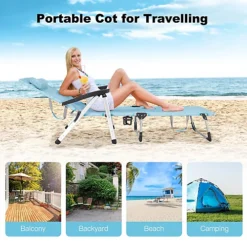 Costway Folding Chaise Lounger Outdoor Patio Lounge Chair Reclining W/ Cup Holder -Outlet Green Shrub Hub Store costway folding chaise lounger outdoor patio lounge chair reclining w cup holder6085649255022 03c MP