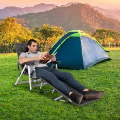 Costway Folding Chaise Lounger Outdoor Patio Reclining Lounge Chair W/ Cup Holder