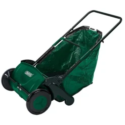 Draper 82754 Manual Push Rolling Garden Leaf Grass Sweeper Collector 21in