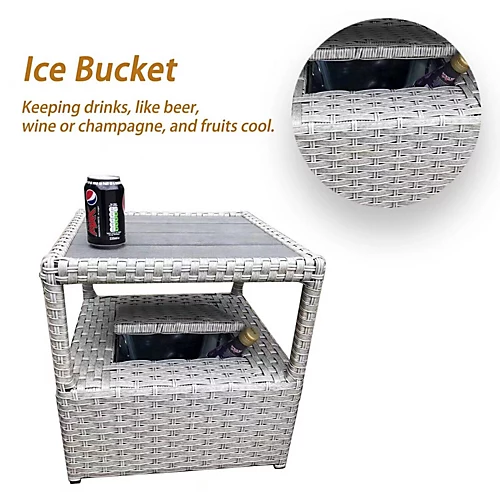 Furniture One Rattan Effect Grey 3 Piece Rattan Recliner With Ice Bucket 2 Furniture One Rattan Effect Grey 3 Piece Rattan Recliner With Ice Bucket - Image 2