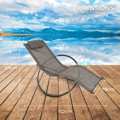 GardenKraft Rocking Moon Sun Lounger - Grey Colour -Outlet Green Shrub Hub Store gardenkraft rocking moon sun lounger grey colour5025301191894 03c MP
