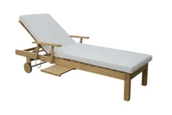 GoodHome Hever Natural Wooden Sun Lounger
