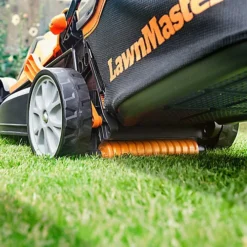 LawnMaster MX 24V 34cm Cordless Lawnmower With Rear Roller And Spare Battery - 2 Year Guarantee -Outlet Green Shrub Hub Store lawnmaster mx 24v 34cm cordless lawnmower with rear roller and spare battery 2 year guarantee6939349517082 04c MP