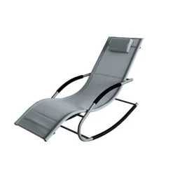 Lugano Textilene Rocking Sun Lounger With Pillow - Grey -Outlet Green Shrub Hub Store lugano textilene rocking sun lounger with pillow grey5059742060525 03c MP