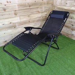 Multi Position Textoline Garden Relaxer Chair Lounger - All Black -Outlet Green Shrub Hub Store multi position textoline garden relaxer chair lounger all black5060907221309 03c MP