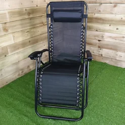 Multi Position Textoline Garden Relaxer Chair Lounger - All Black -Outlet Green Shrub Hub Store multi position textoline garden relaxer chair lounger all black5060907221309 04c MP