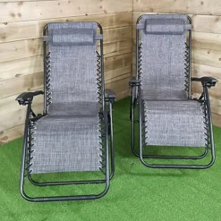 Multi Postition Textoline Garden Relaxer Chair Lounger In Grey, Pack Of 2 -Outlet Green Shrub Hub Store multi postition textoline garden relaxer chair lounger in grey pack of 25060907221286 03c MP