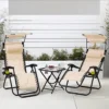 Neo Beige Folding Portable Zero Gravity Chairs And Table Set
