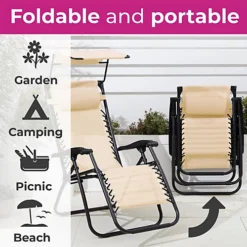 Neo Beige Folding Portable Zero Gravity Chairs And Table Set -Outlet Green Shrub Hub Store neo beige folding portable zero gravity chairs and table set5056293914680 03c MP