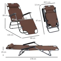 Outsunny 2 In 1 Outdoor Folding Sun Lounger W/ Adjustable Back And Pillow Brown 6 Outsunny 2 In 1 Outdoor Folding Sun Lounger W/ Adjustable Back And Pillow Brown -Outlet Green Shrub Hub Store outsunny 2 in 1 outdoor folding sun lounger w adjustable back and pillow brown5056029882603 03c MP