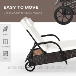 Outsunny 3 PCS Rattan Lounger Recliner Bed Garden Furniture Set With Side Table Brown -Outlet Green Shrub Hub Store outsunny 3 pcs rattan lounger recliner bed garden furniture set with side table brown5055974884847 06c MP