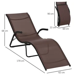 Outsunny Folding Lounge Chair, Outdoor Chaise For Beach, Poolside, Brown -Outlet Green Shrub Hub Store outsunny folding lounge chair outdoor chaise for beach poolside brown5056534557720 03c MP
