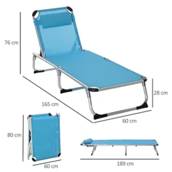 Outsunny Folding Outdoor Reclining Sun Lounger Chair Aluminium Frame Blue -Outlet Green Shrub Hub Store outsunny folding outdoor reclining sun lounger chair aluminium frame blue5056399127427 03c MP
