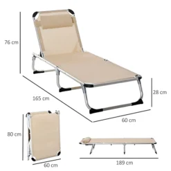 Outsunny Folding Outdoor Reclining Sun Lounger Chair Aluminium Frame Khaki -Outlet Green Shrub Hub Store outsunny folding outdoor reclining sun lounger chair aluminium frame khaki5056399127410 03c MP
