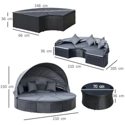 Outsunny Garden Daybed Cushioned Round Sofa Bed Conversation Furnitur Set -Outlet Green Shrub Hub Store outsunny garden daybed cushioned round sofa bed conversation furnitur set5056534578671 03c MP