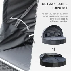 Outsunny Garden Daybed Cushioned Round Sofa Bed Conversation Furnitur Set -Outlet Green Shrub Hub Store outsunny garden daybed cushioned round sofa bed conversation furnitur set5056534578671 06c MP