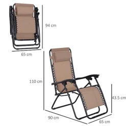 Outsunny Metal Frame Zero Gravity Lounger W/ Head Pillow For Patio Decking Beige -Outlet Green Shrub Hub Store outsunny metal frame zero gravity lounger w head pillow for patio decking beige5056029827215 03c MP