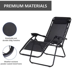 Outsunny Metal Frame Zero Gravity Lounger W/ Head Pillow For Patio Decking Black -Outlet Green Shrub Hub Store outsunny metal frame zero gravity lounger w head pillow for patio decking black5056029827130 06c MP
