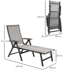 Outsunny Outdoor Folding Sun Lounger W/ Adjustable Backrest And Aluminium Brown -Outlet Green Shrub Hub Store outsunny outdoor folding sun lounger w adjustable backrest and aluminium brown5056534574819 03c MP