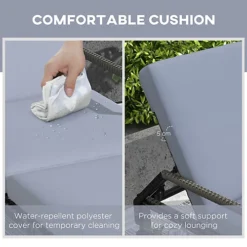 Outsunny Rattan Wicker Chaise Sun Lounger Garden With Adjustable Backrest & Wheels -Outlet Green Shrub Hub Store outsunny rattan wicker chaise sun lounger garden with adjustable backrest wheels5056399127397 06c MP