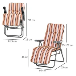 Outsunny Set Of 2 Adjustable Sun Lounger Recliner Reclining Seat Orange/White -Outlet Green Shrub Hub Store outsunny set of 2 adjustable sun lounger recliner reclining seat orange white5055974801165 03c MP