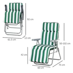 Outsunny Set Of 2 Sun Lounger Reclining Chairs Garden Relaxer Recliner Cushioned -Outlet Green Shrub Hub Store outsunny set of 2 sun lounger reclining chairs garden relaxer recliner cushioned5060348505273 03c MP