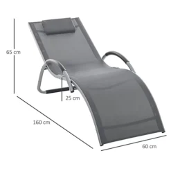 Outsunny Sun Lounge Recliner Chair Design Ergonomic With Pillow Dark Grey -Outlet Green Shrub Hub Store outsunny sun lounge recliner chair design ergonomic with pillow dark grey5056399127540 03c MP