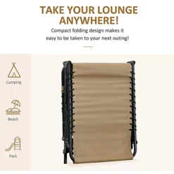 Outsunny Sun Lounger, Folding Camping Bed 5-position Adjustable Beige -Outlet Green Shrub Hub Store outsunny sun lounger folding camping bed 5 position adjustable beige5056534557065 06c MP