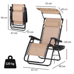 Outsunny Zero Gravity Chair Adjustable Patio Lounge Reclining Seat Beige -Outlet Green Shrub Hub Store outsunny zero gravity chair adjustable patio lounge reclining seat beige5056029882801 03c MP