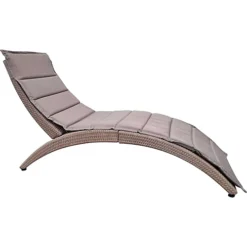 Truro Rattan Garden Sunlounger With Cushion -Outlet Green Shrub Hub Store truro rattan garden sunlounger with cushion5060441222862 04c MP