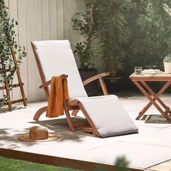VonHaus Sun Lounger, Steamer Chair, Folding Chair For Garden & Removable Footstool, Foldable Reclining Acacia Hardwood Sunlounger -Outlet Green Shrub Hub Store vonhaus sun lounger steamer chair folding chair for garden removable footstool foldable reclining acacia hardwood sunlounger5056115783791 04c MP